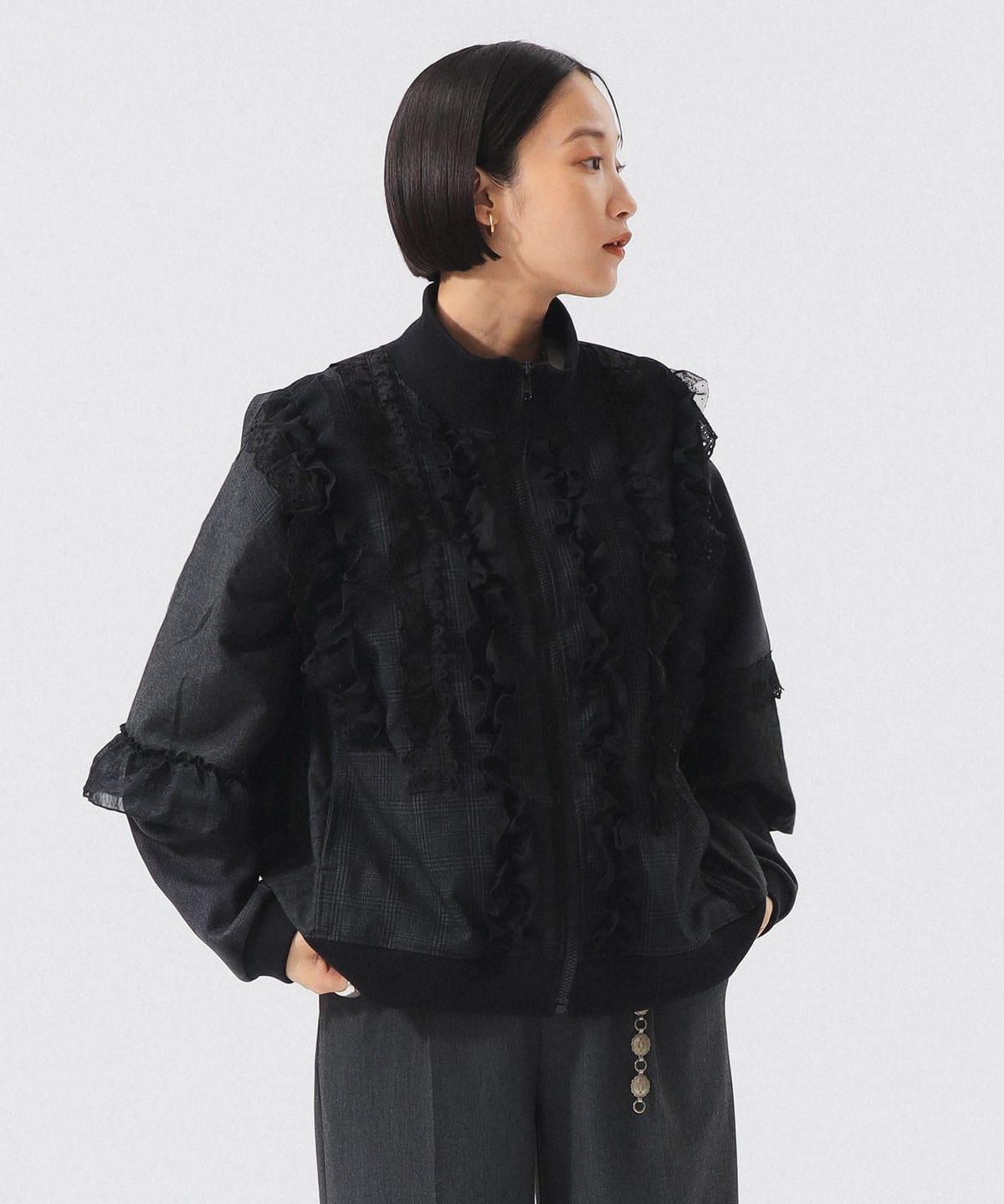【別注】TORI-TO トリト / フリル ジャケット ブルゾン WOMEN BLACK ONE SIZE 【別注】TORI-TO トリト / フリル ジャケット ブルゾン WOMEN BLACK ONE SIZE