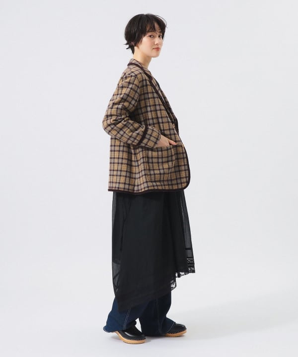 Wool Check Jacket Model: H166 B84 W60 H86 Size: 0