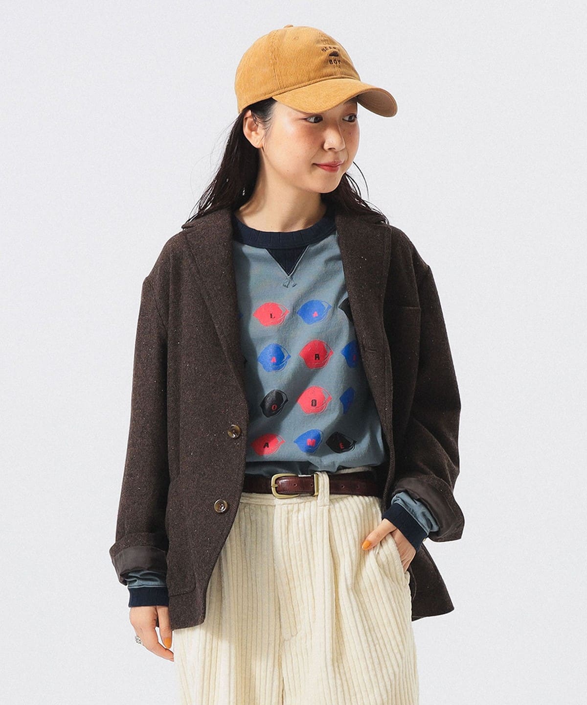 BEAMS BOY ジャケット BEAMS BOY（ビームス ボーイ）ツイード 3ボタン ビッグジャケット