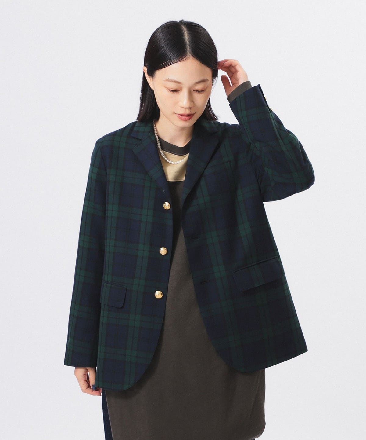 BEAMS チェック　シャツ　長袖　ロング丈　　L メンズ　レディース