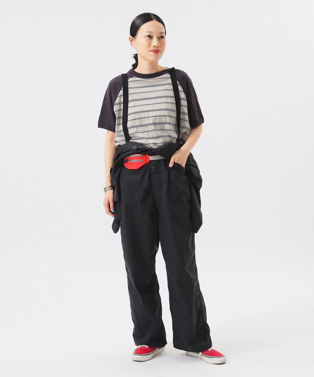 ポリエステル コットン ツイル ショート スリーブ オールインワン パンツ WOMEN CHARCOAL. GRAY ONE SIZE ポリエステル コットン ツイル ショート スリーブ オールインワン パンツ WOMEN CHARCOAL. GRAY ONE SIZE