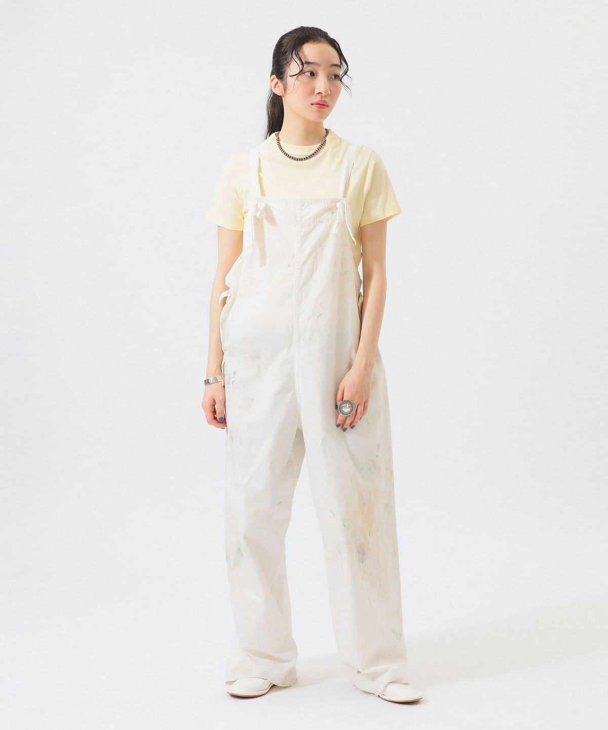 BEAMS BOY（ビームス ボーイ）ホワイト ペイント オーバーオール