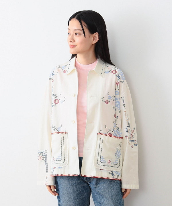 BEAMS BOY BEAMS BOY BEAMS BOY / Boy cross stitch print jacket 