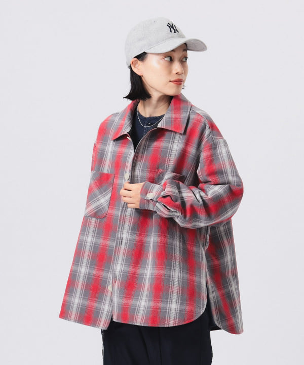 BEAMS BOY レッドチェックオーバーサイズシャツ BEAMS BOY レッドチェックオーバーサイズシャツ（ボーイ ビッグ