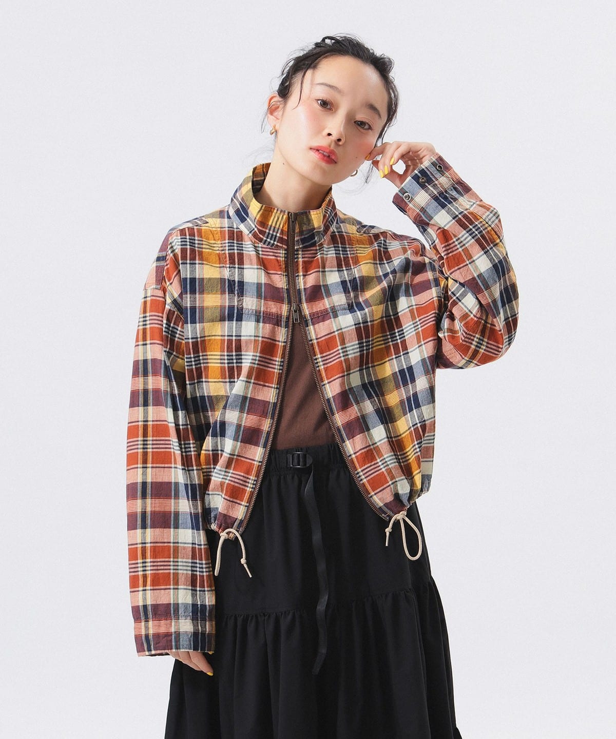 マドラス チェック ブルゾン ブルゾン WOMEN BROWN ONE SIZE マドラス チェック ブルゾン ブルゾン WOMEN BROWN ONE SIZE