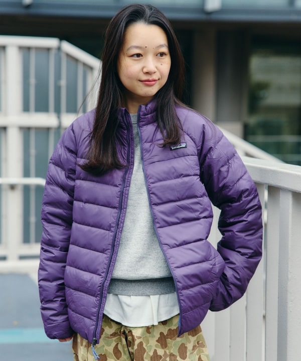 Girl's XL パープル系】 Patagonia ( パタゴニア ) ガールズ ダウン コート Girls Down Coat ジャケット  フーディ パーカー パーカ Patagonia ダウンコート girl's XL