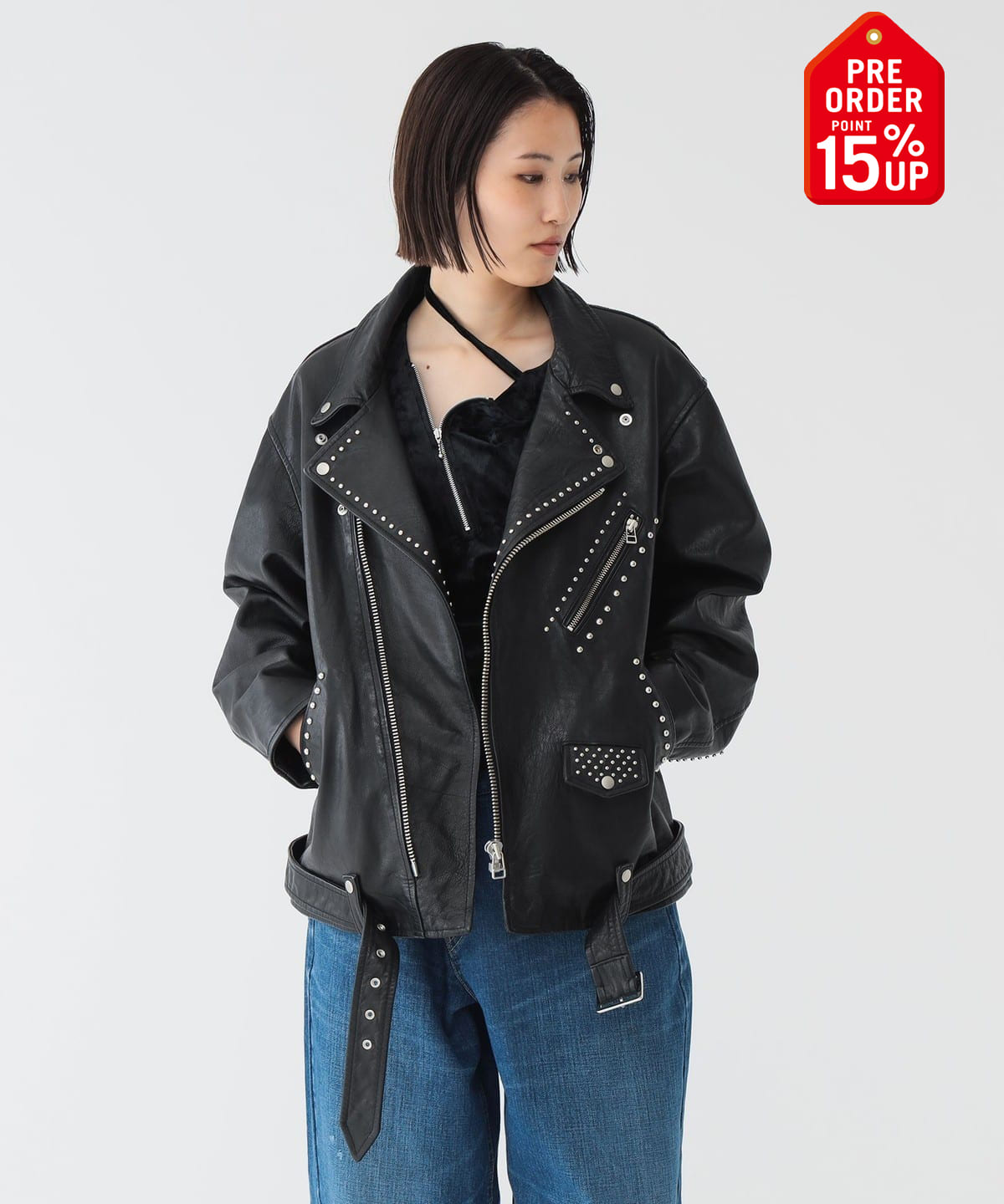 【+15%ポイントUP】maturely マチュアリー / ダブル ライダース ジャケット ブルゾン WOMEN BLACK 1 【+15%ポイントUP】maturely マチュアリー / ダブル ライダース ジャケット ブルゾン WOMEN BLACK 1