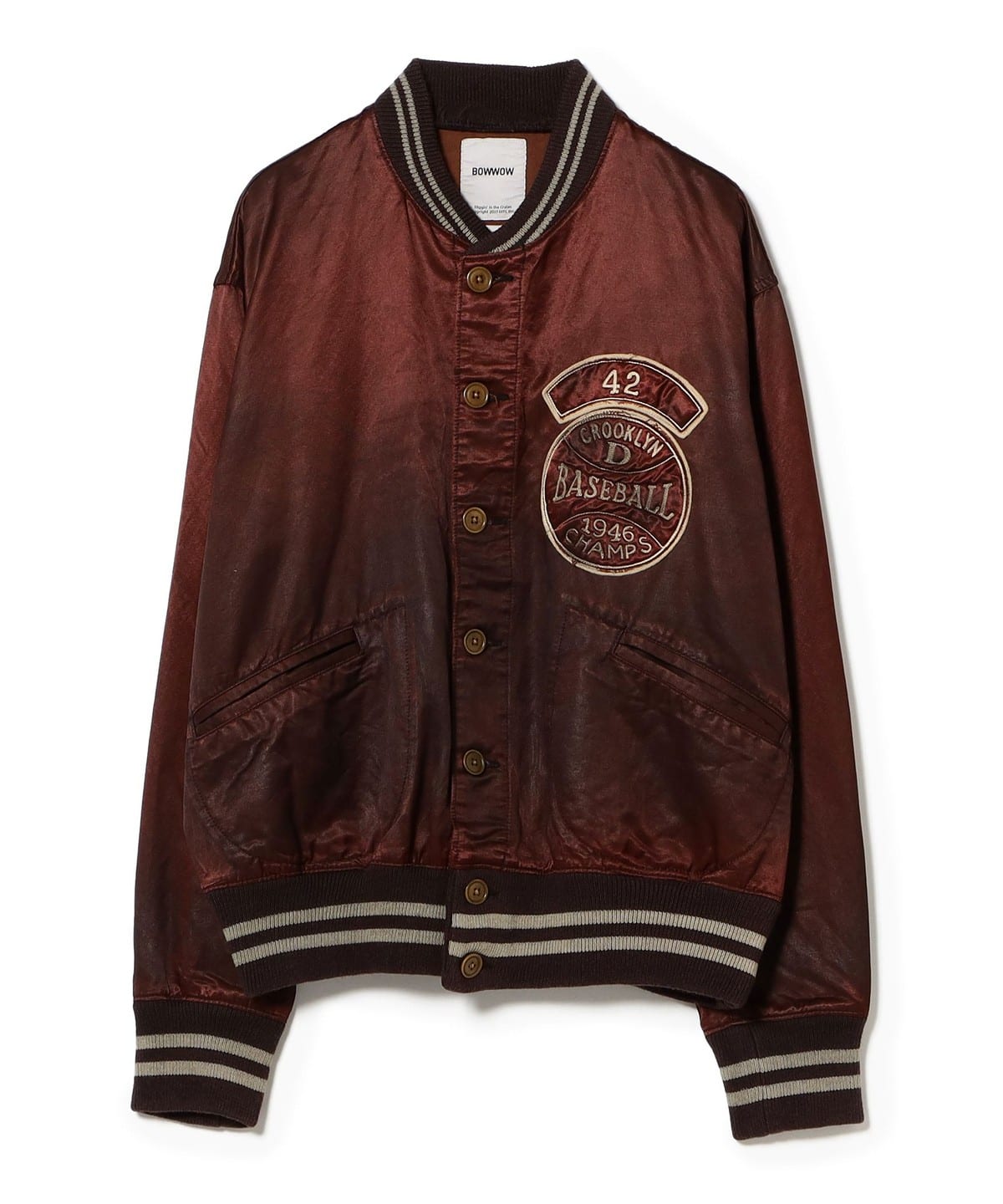 BOW WOW バウ ワウ / BASEBALL CHAMPION SATIN JACKET AGED ブルゾン WOMEN AGED BURGANDY M BOW WOW バウ ワウ / BASEBALL CHAMPION SATIN JACKET AGED ブルゾン WOMEN AGED BURGANDY M