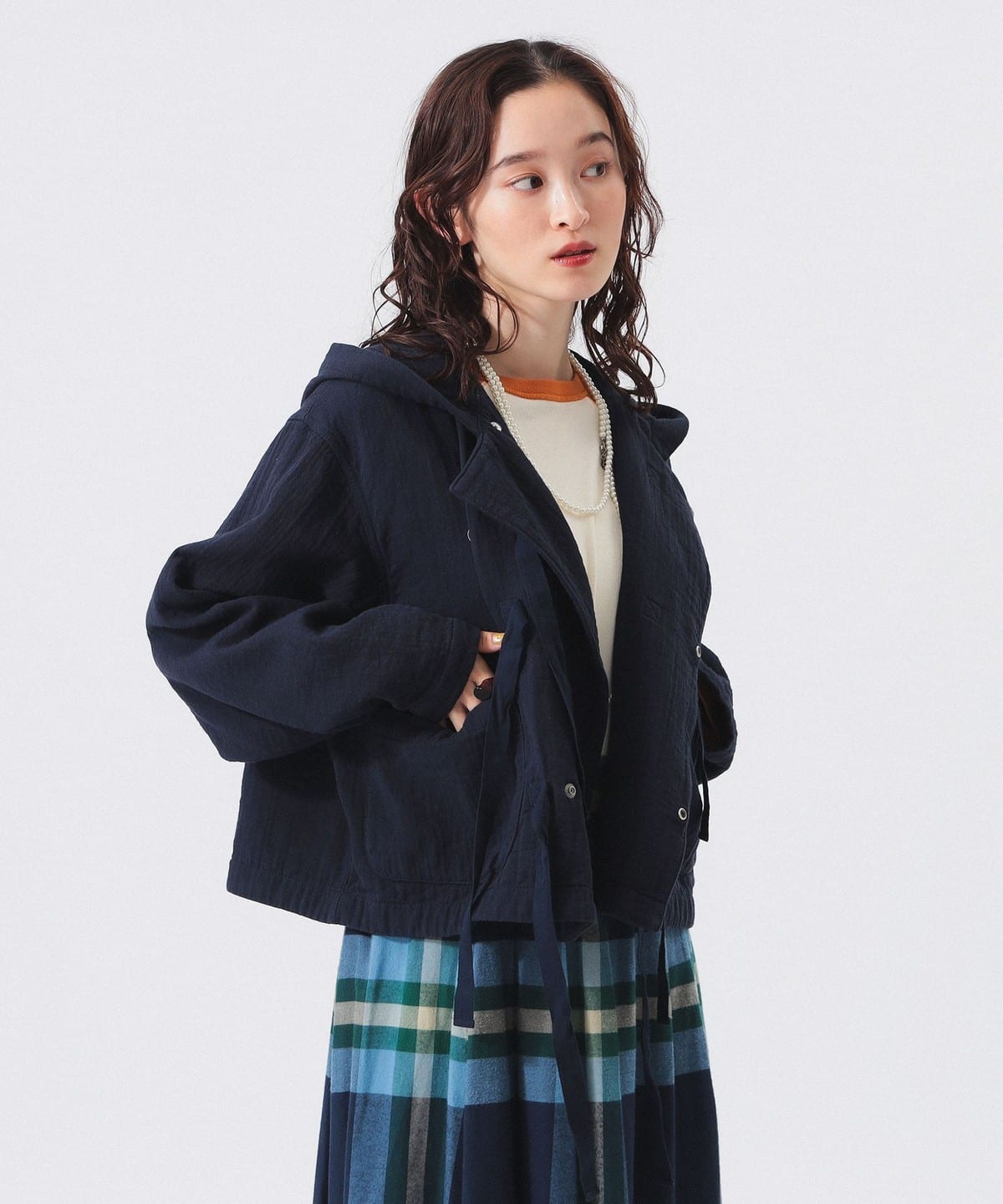 コットン ミリタリー フード ジャケット ブルゾン WOMEN DARK. NAVY ONE SIZE コットン ミリタリー フード ジャケット ブルゾン WOMEN DARK. NAVY ONE SIZE