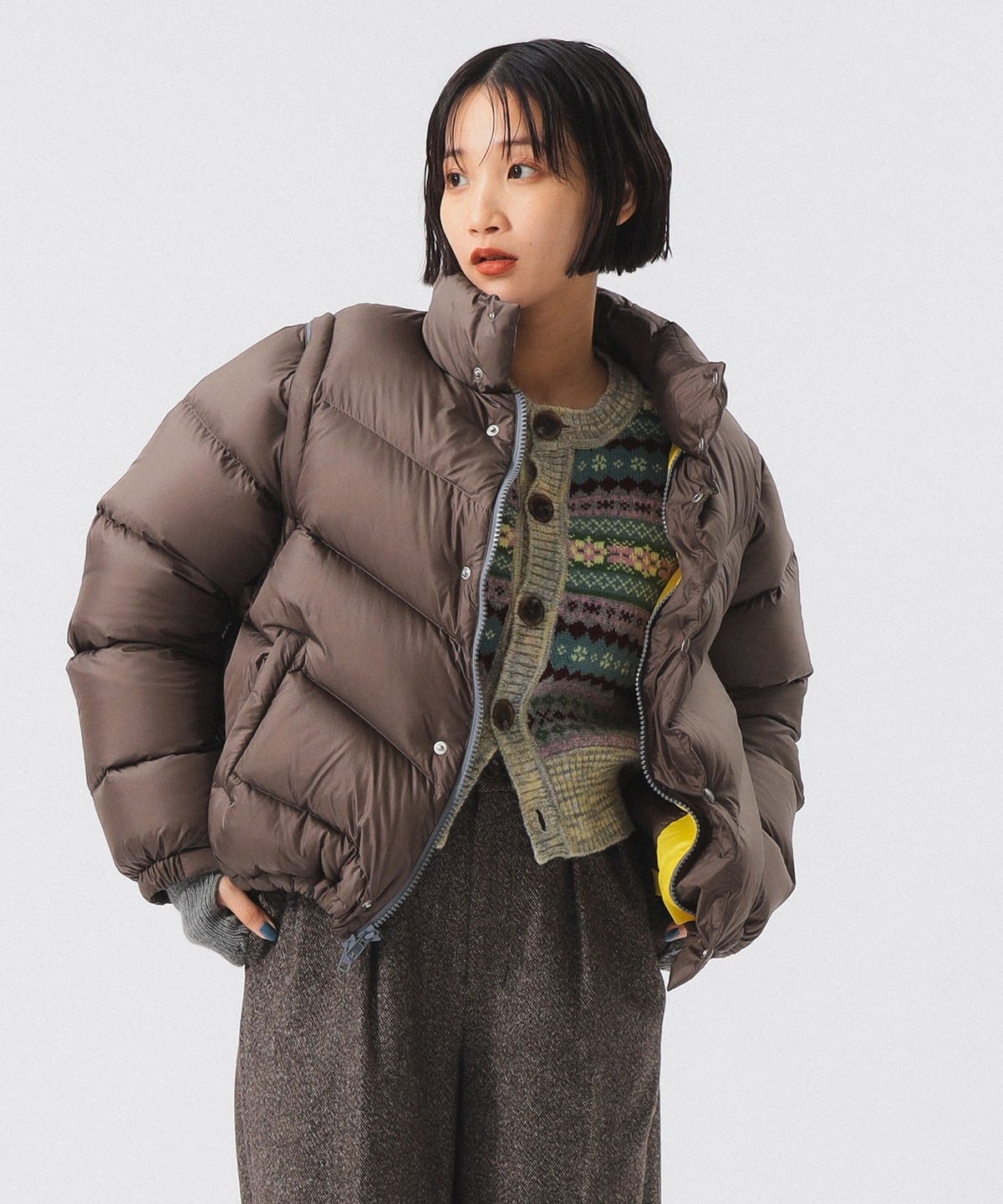 【別注】SIERRA DESIGNS シェラデザインズ / 2WAY ショート ダウン 25FW ブルゾン WOMEN BROWN×YELLOW ONE SIZE 【別注】SIERRA DESIGNS シェラデザインズ / 2WAY ショート ダウン 25FW ブルゾン WOMEN BROWN×YELLOW ONE SIZE