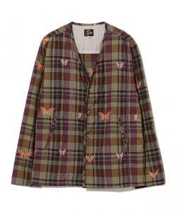 NEEDLES / V-Neck Cardigan Embroidered Madras Plaid