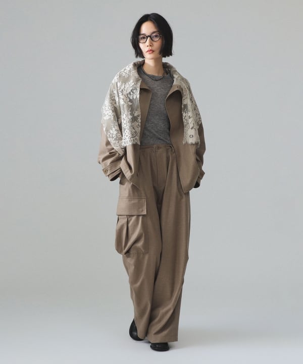 【+10%ポイントUP】maturely / リネン ウール ミリタリーブルゾン Model : H173 B77 W57 H82　Size : 1