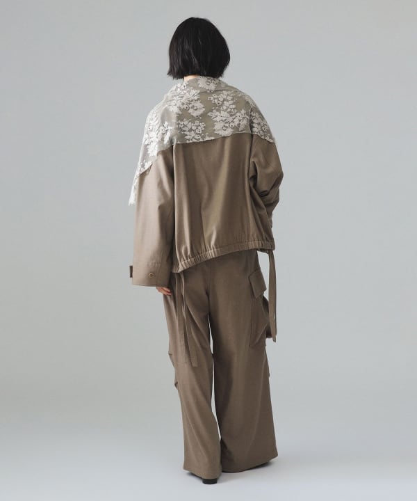 【+10%ポイントUP】maturely / リネン ウール ミリタリーブルゾン Model : H173 B77 W57 H82　Size : 1