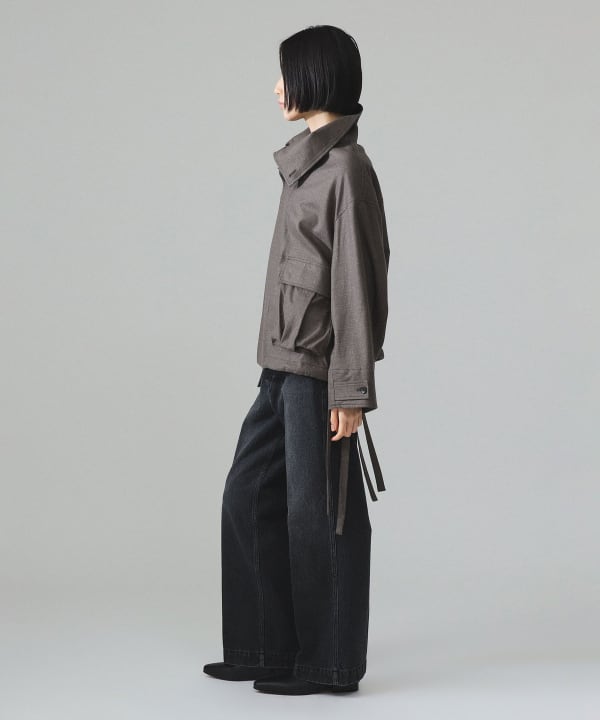 【+10%ポイントUP】maturely / リネン ウール ミリタリーブルゾン Model : H173 B77 W57 H82　Size : 1