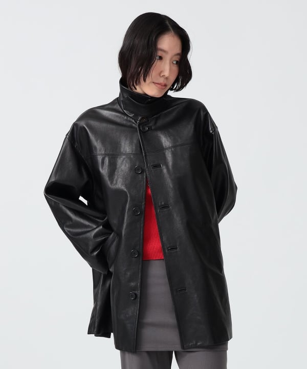 〈WOMEN〉レザー シャツ ジャケット Model : H170 B83 W60 H87　Size : SIZE 1