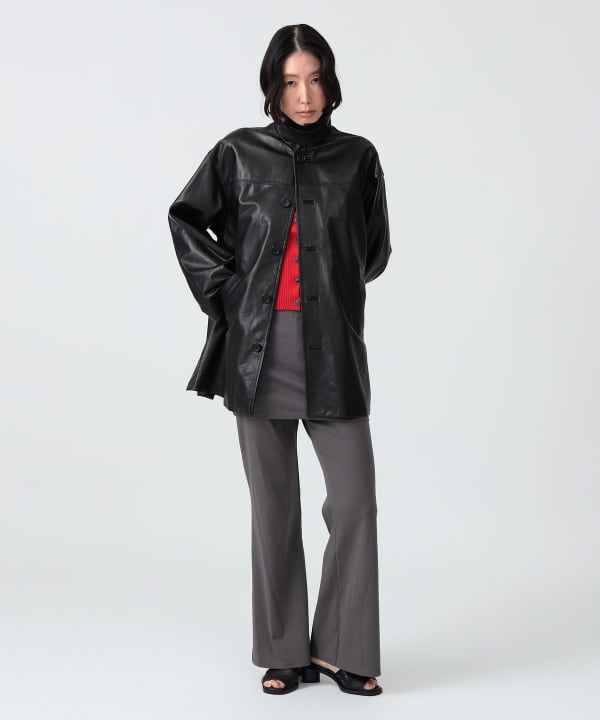 〈WOMEN〉レザー シャツ ジャケット Model : H170 B83 W60 H87　Size : SIZE 1