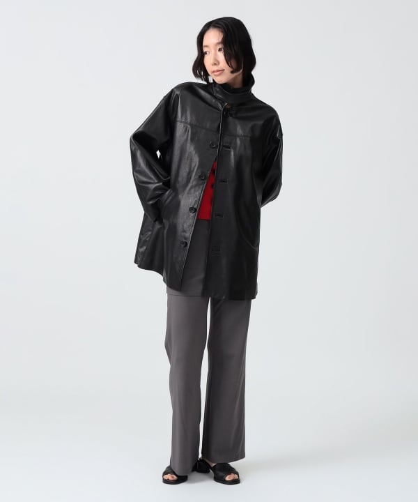 〈WOMEN〉レザー シャツ ジャケット Model : H170 B83 W60 H87　Size : SIZE 1