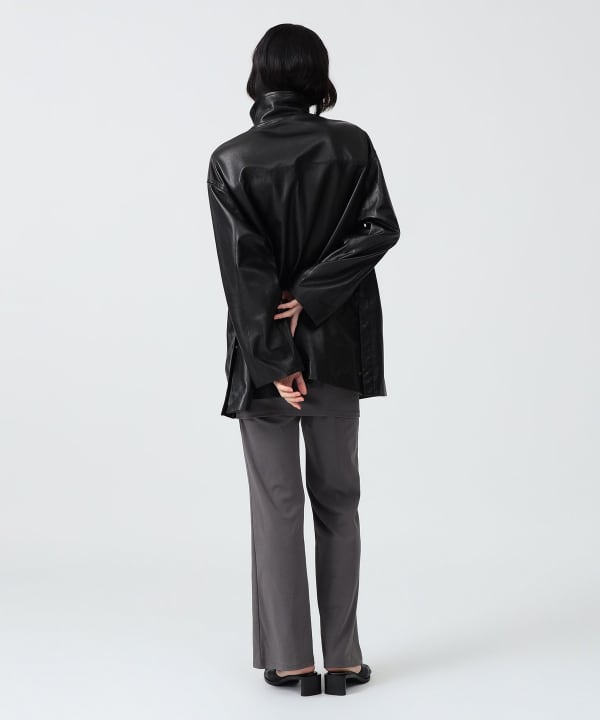 〈WOMEN〉レザー シャツ ジャケット Model : H170 B83 W60 H87　Size : SIZE 1