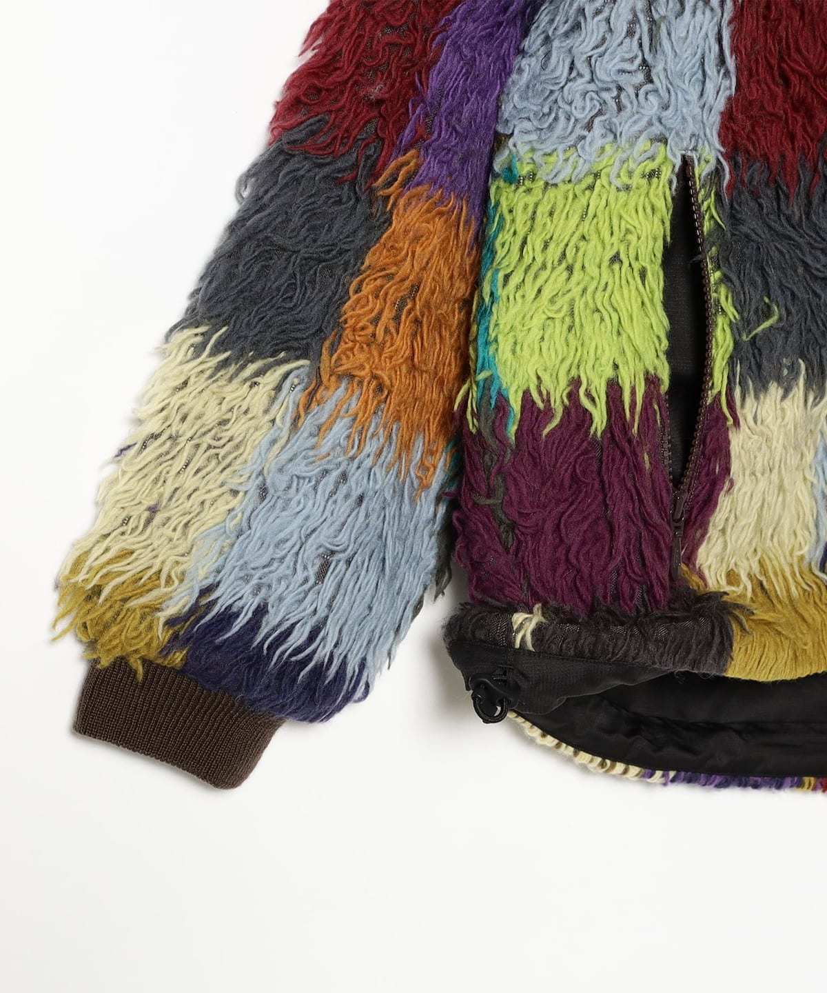 NEEDLES / 毛絨外套 撞色拼接