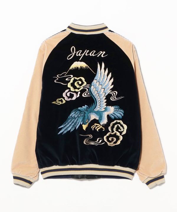 テーラー東洋 /  Mid 1950s Style Velveteen (Two-tone) × Acetate Souvenir Jacket WHITE TIGER × GOLD DRAGON