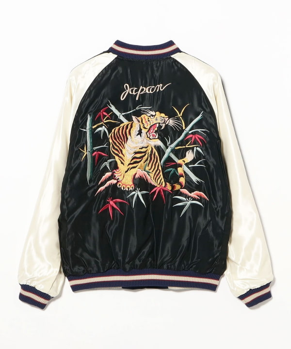 テーラー東洋 /  Mid 1950s Style Velveteen (Two-tone) × Acetate Souvenir Jacket WHITE TIGER × GOLD DRAGON