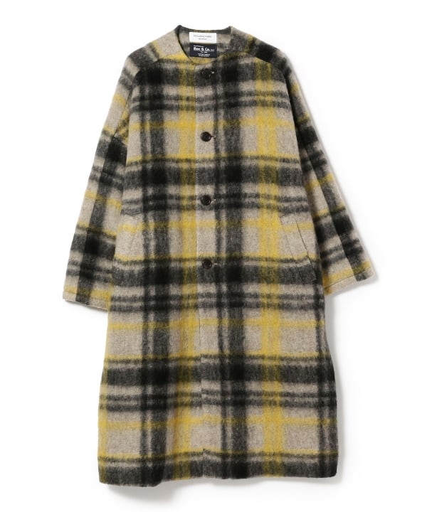 BEAMS BOY（ビームス ボーイ）BEAMS BOY / スライバー タータンチェック ノーカラーコート 22FW（コート その他コート）通販｜ BEAMS