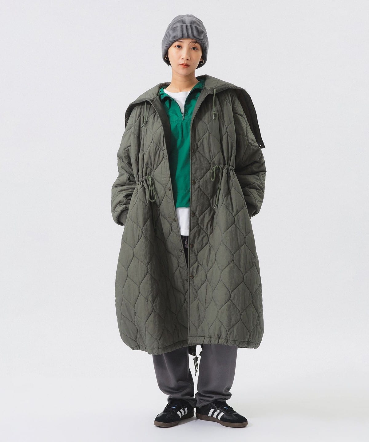 ナイロン キルティング フード コート コート WOMEN OLIVE ONE SIZE ナイロン キルティング フード コート コート WOMEN OLIVE ONE SIZE