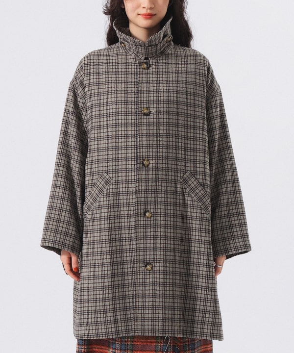 【美品】BEAMS LIGHTS ガンクラブチェック ステンカラーコート ビームスライツ BEAMS Lights ダブルフェイス ガンクラブ