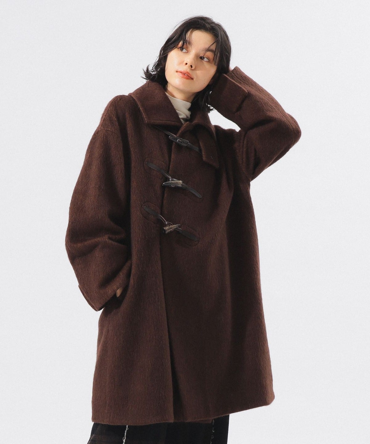maturely マチュアリー / シャギー ヘリンボーン ダッフルコート コート WOMEN BROWN 0 maturely マチュアリー / シャギー ヘリンボーン ダッフルコート コート WOMEN BROWN 0