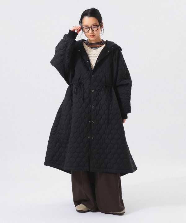 ナイロン キルト フードコート BEAMS STAFF：H159　Size：ONE SIZE