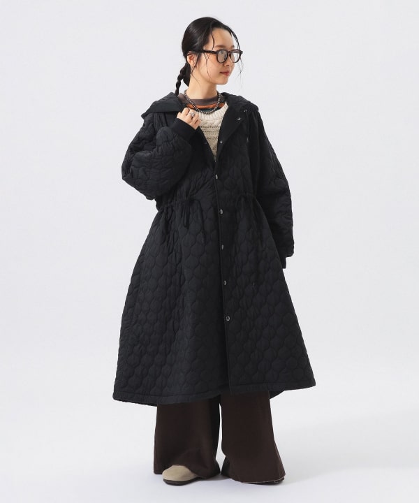 ナイロン キルト フードコート BEAMS STAFF：H159　Size：ONE SIZE