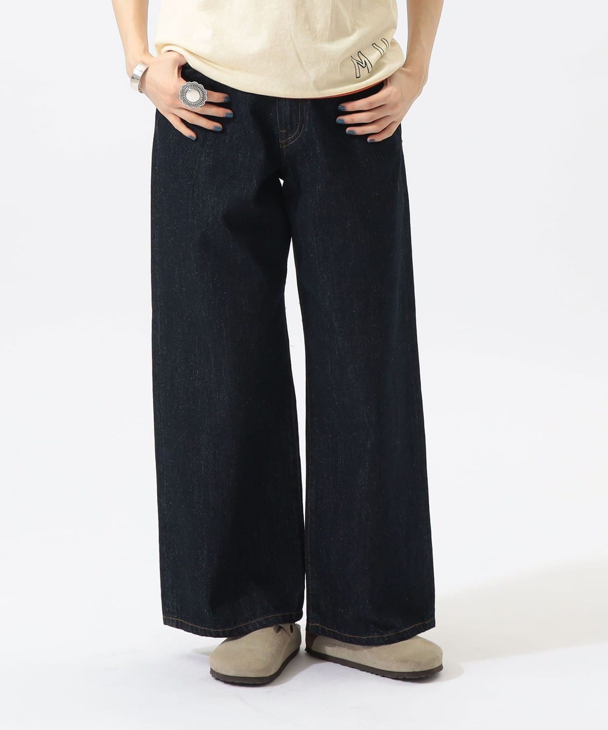 新品未使用BEAMSBOYダークブルーワイドレッグデニムパンツ BEAMS BOY（ビームス ボーイ）【+10%ポイントUP】ワイド デニム パンツ