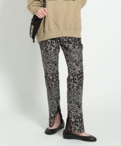 maturely / Flower Jacquard Fringe Slacks