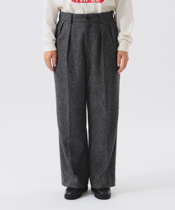 【ビームスボーイ】BEAMS BOYワイドパンツ ヒッコリー 日本製 BEAMS BOY（ビームスボーイ）の「BEAMS BOY / ヒッコリー ワイド