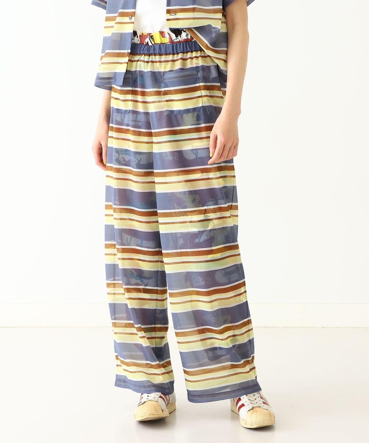 maturely マチュアリー / Sheer Border Easy Pants パンツ WOMEN BLUE FREE maturely マチュアリー / Sheer Border Easy Pants パンツ WOMEN BLUE FREE