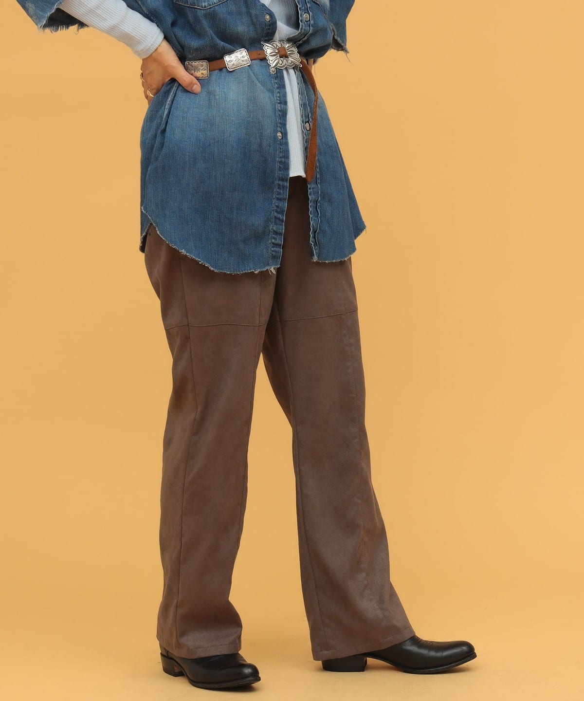 〈WOMEN〉フェイクスエード パンツ パンツ WOMEN BROWN 0 〈WOMEN〉フェイクスエード パンツ パンツ WOMEN BROWN 0