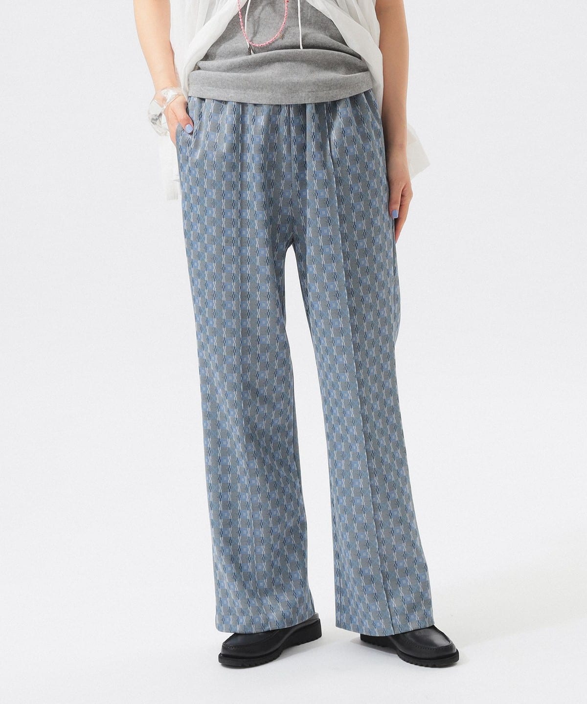 ポリエステル ジャカード パンツ パンツ WOMEN NAVY 0 ポリエステル ジャカード パンツ パンツ WOMEN NAVY 0