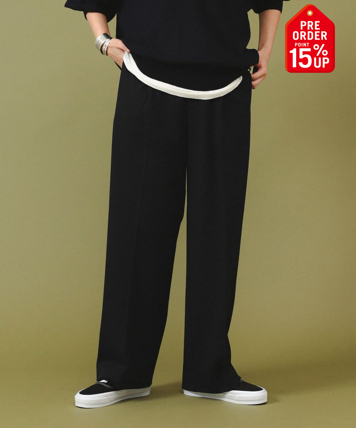 【+15%ポイントUP】【別注】LACOSTE ラコステ / ワイド パンツ パンツ WOMEN BLACK 36 【+15%ポイントUP】【別注】LACOSTE ラコステ / ワイド パンツ パンツ WOMEN BLACK 36