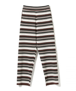 AURALEE / WOOL RECYCLE POLYESTER BORDER HIGH GAUGE RIB KNIT PANTS