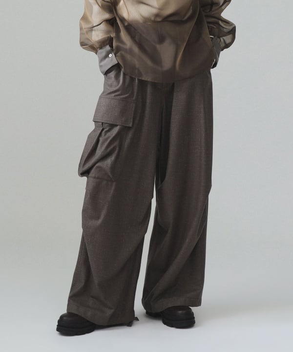 【+10%ポイントUP】maturely / リネン ウール ミリタリー パンツ Model : H173 B77 W57 H82　Size : 1