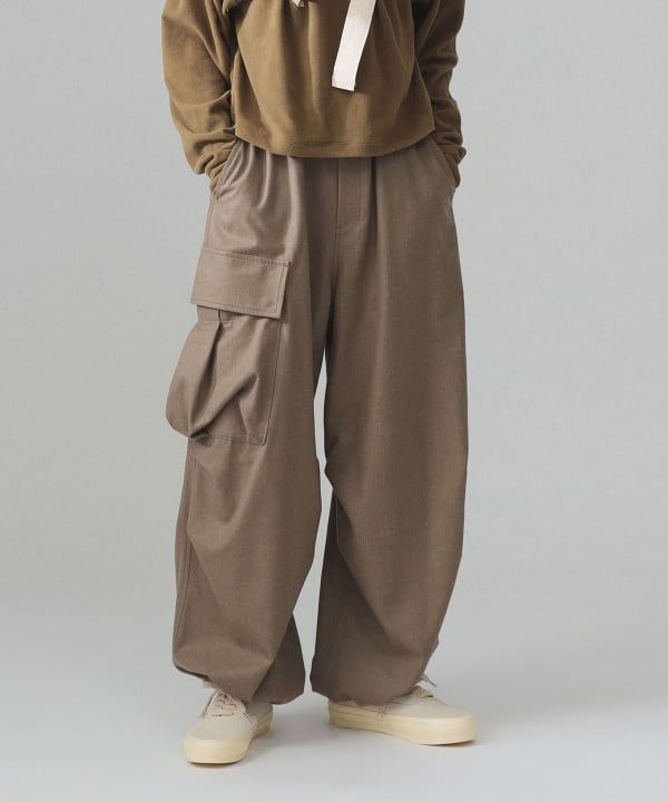 【+10%ポイントUP】maturely / リネン ウール ミリタリー パンツ Model : H173 B77 W57 H82　Size : 1