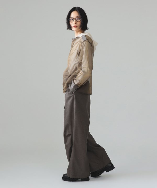 【+10%ポイントUP】maturely / リネン ウール ミリタリー パンツ Model : H173 B77 W57 H82　Size : 1