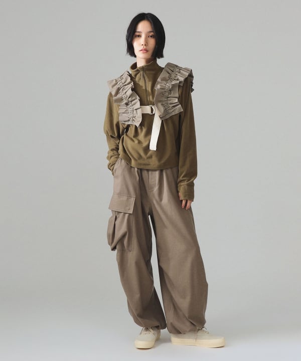 【+10%ポイントUP】maturely / リネン ウール ミリタリー パンツ Model : H173 B77 W57 H82　Size : 1