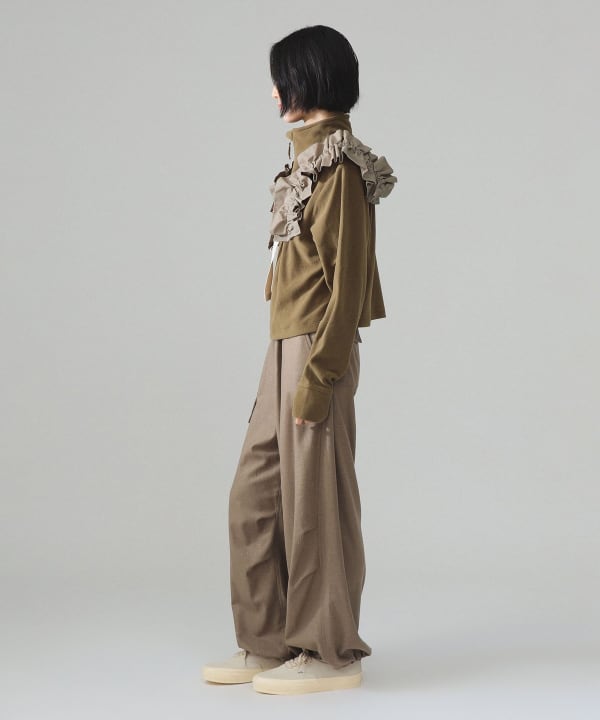 【+10%ポイントUP】maturely / リネン ウール ミリタリー パンツ Model : H173 B77 W57 H82　Size : 1