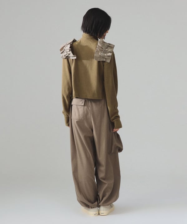 【+10%ポイントUP】maturely / リネン ウール ミリタリー パンツ Model : H173 B77 W57 H82　Size : 1