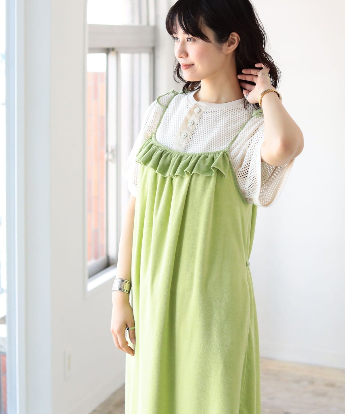 パイル キャミ ワンピース ワンピース WOMEN GREEN FREE パイル キャミ ワンピース ワンピース WOMEN GREEN FREE