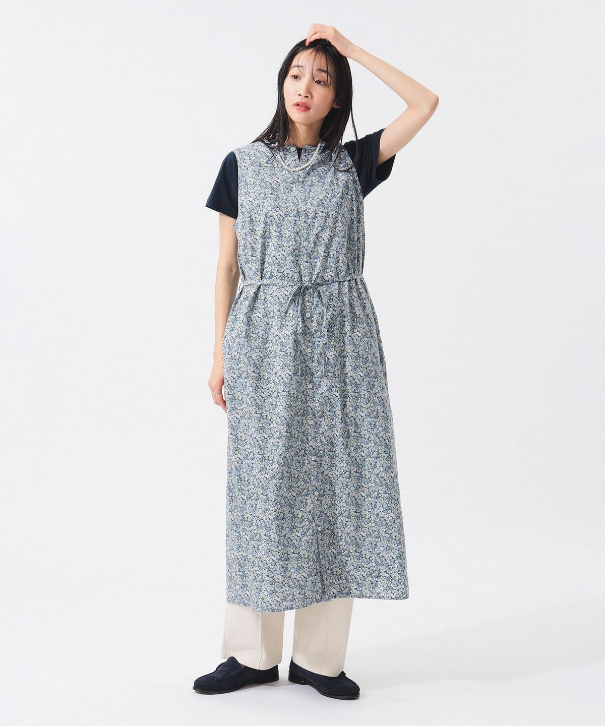 リバティ ベルト ノースリーブ ワンピース ワンピース WOMEN BLUE ONE SIZE リバティ ベルト ノースリーブ ワンピース ワンピース WOMEN BLUE ONE SIZE