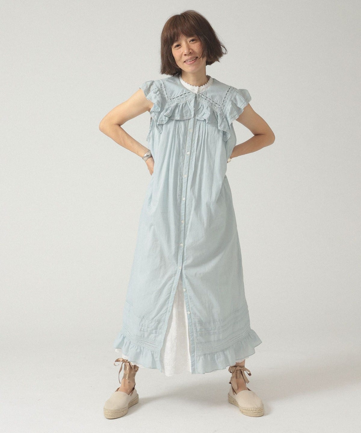 ヴィンテージ レース ノースリーブ ワンピース ワンピース WOMEN SAX ONE SIZE ヴィンテージ レース ノースリーブ ワンピース ワンピース WOMEN SAX ONE SIZE