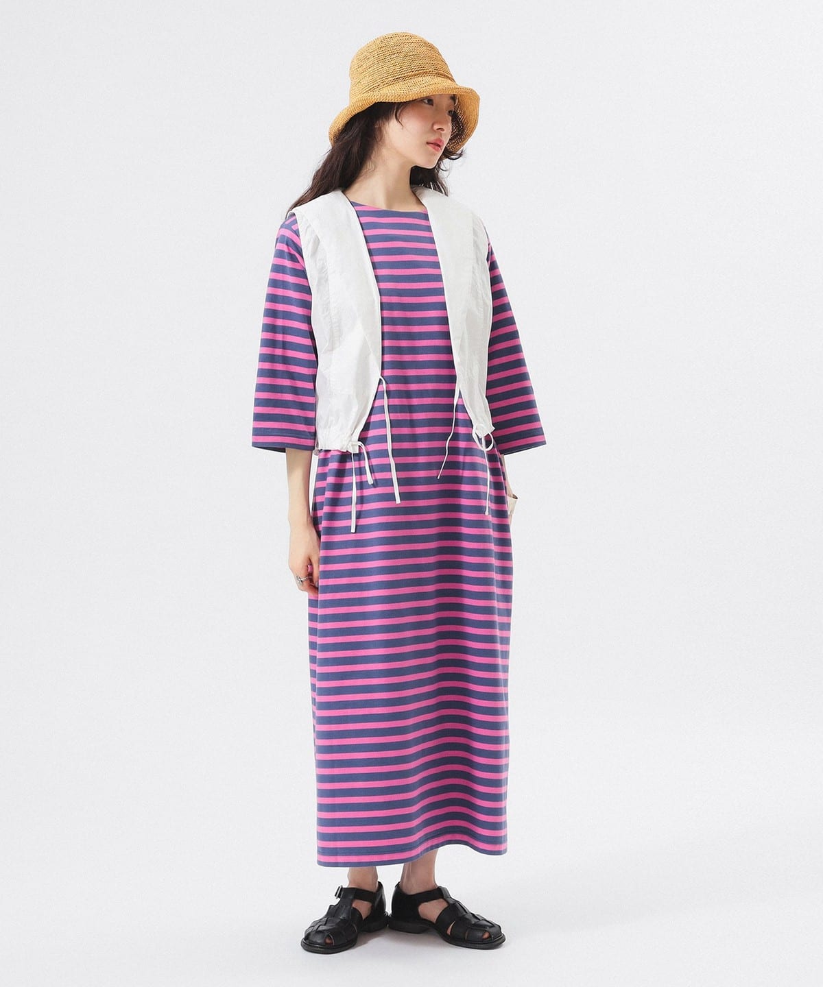 【別注】LACOSTE ラコステ / ボーダー ハーフスリーブ ドレス ワンピース WOMEN FUCHSIA 36 【別注】LACOSTE ラコステ / ボーダー ハーフスリーブ ドレス ワンピース WOMEN FUCHSIA 36