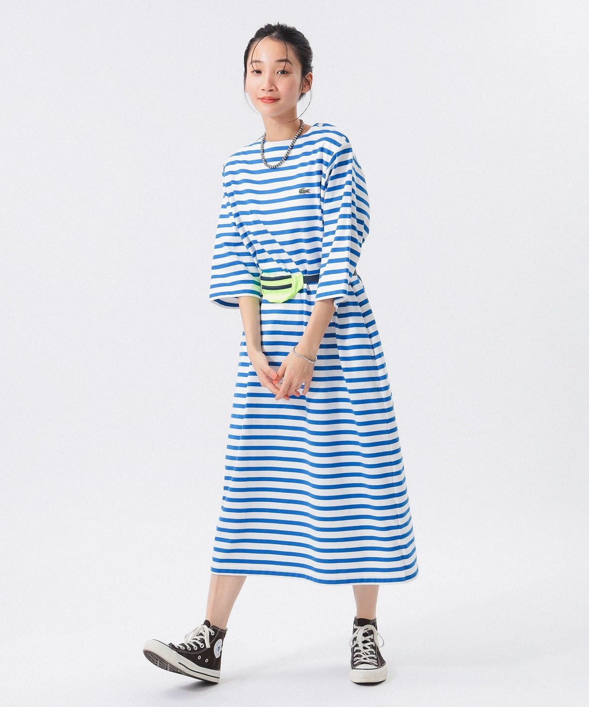 【別注】LACOSTE ラコステ / ボーダー ハーフスリーブ ドレス ワンピース WOMEN BLUE 38 【別注】LACOSTE ラコステ / ボーダー ハーフスリーブ ドレス ワンピース WOMEN BLUE 38